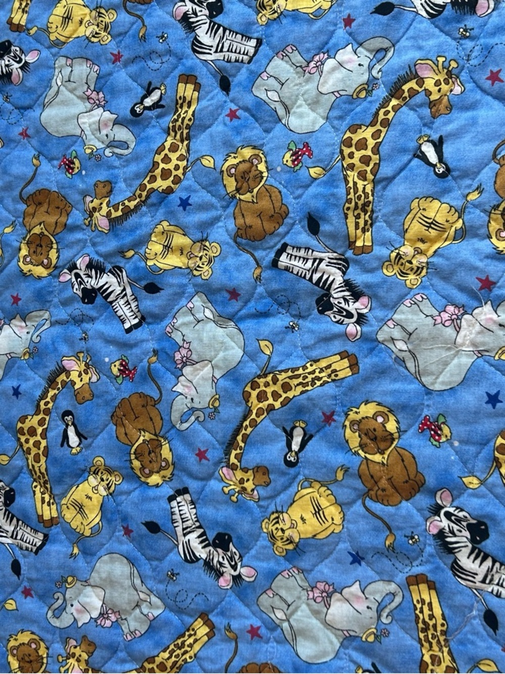 Vintage Noah’s Ark Rainbow Baby Quilt Reversible Animals Blue 41x33 - Picture 6 of 8